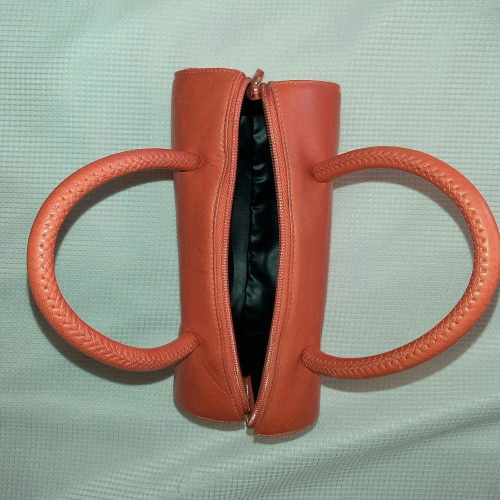 Saks Fifth Avenue, Orange Leather Small Handbag - Picture 10 of 11
